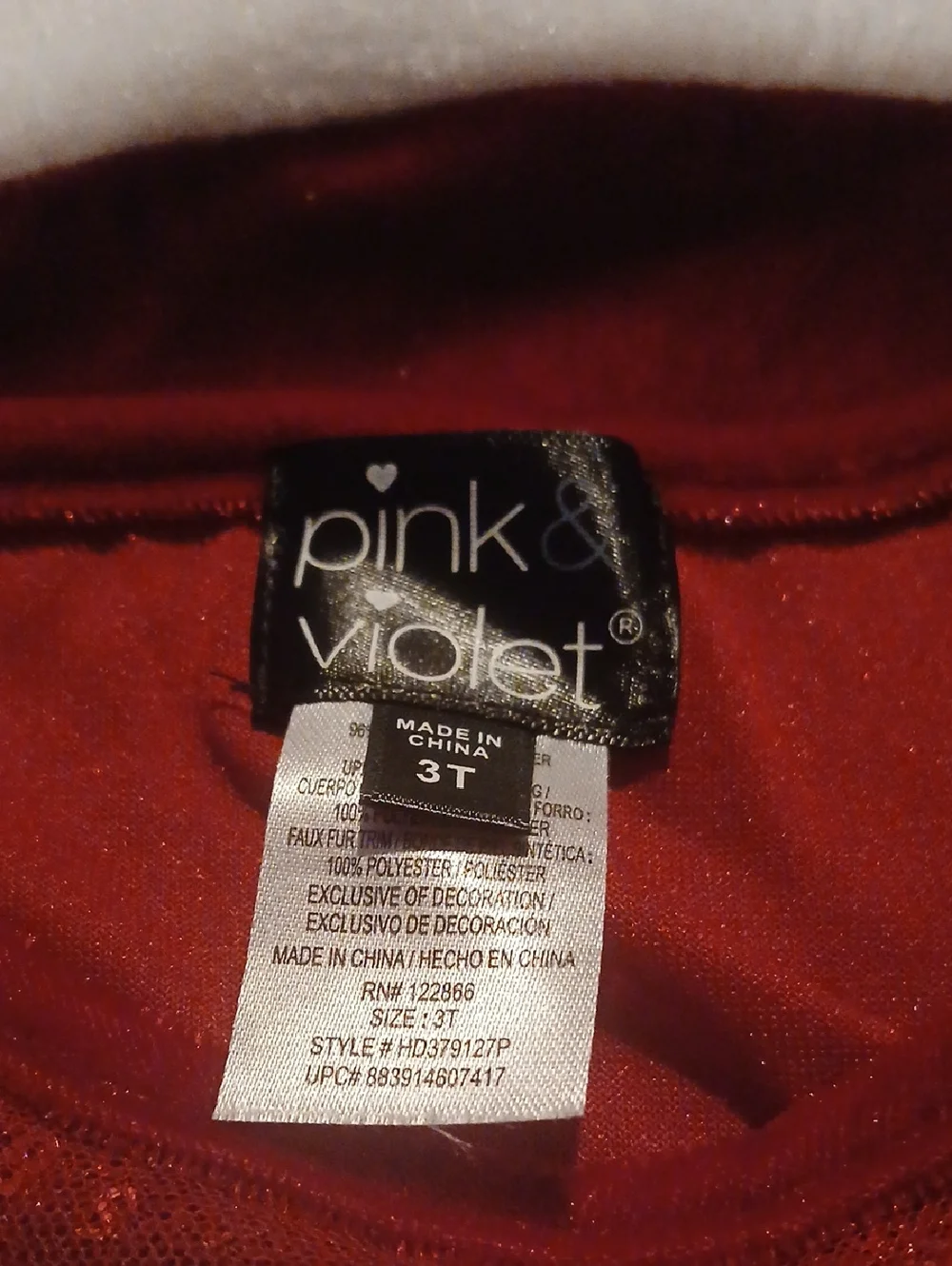 Pink & Violet Tolder Girl Red Velvet Holiday Dress Size 3t🔥5$ If You Get Bundle